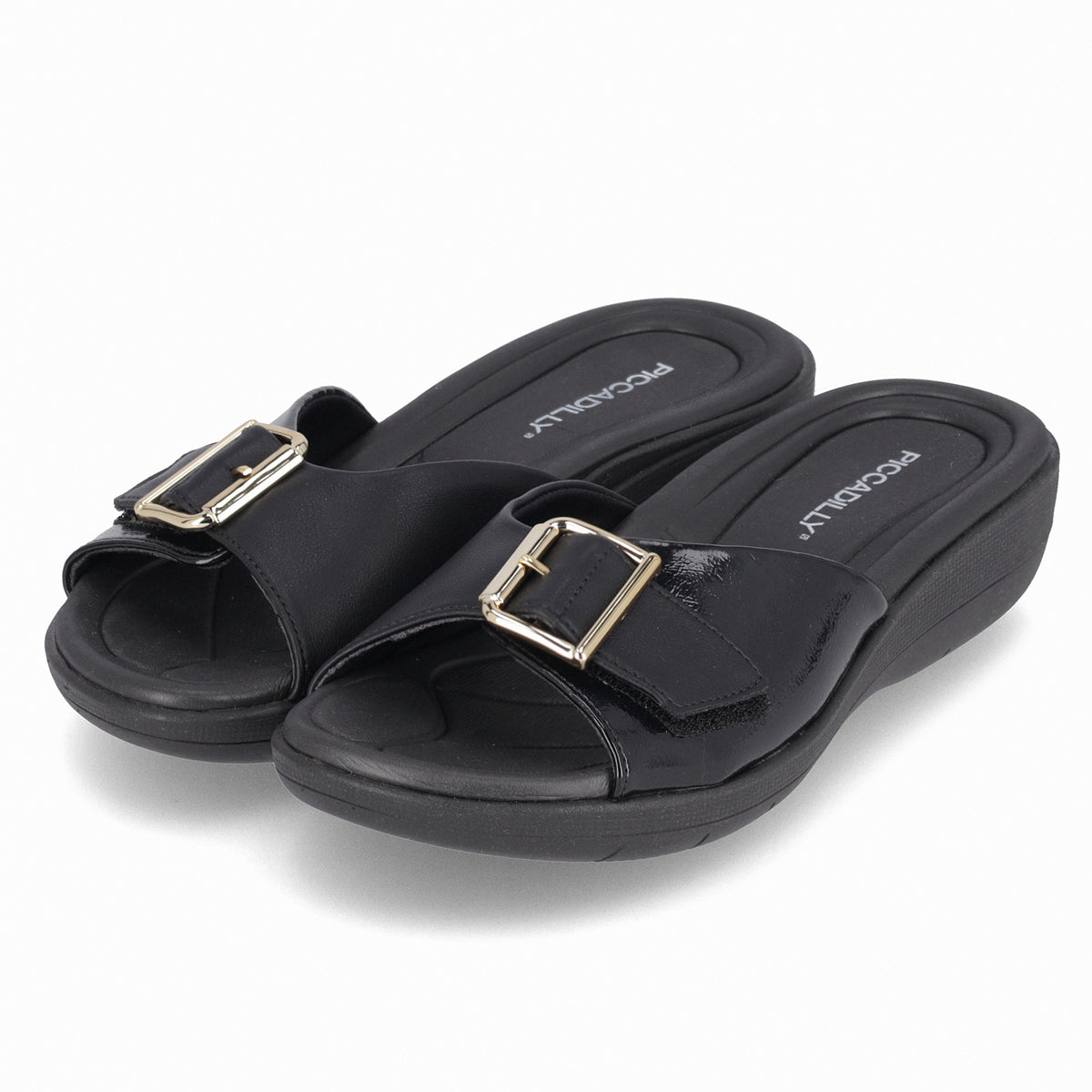 Sandalia Fascitis Anabela Negro/Charol 16