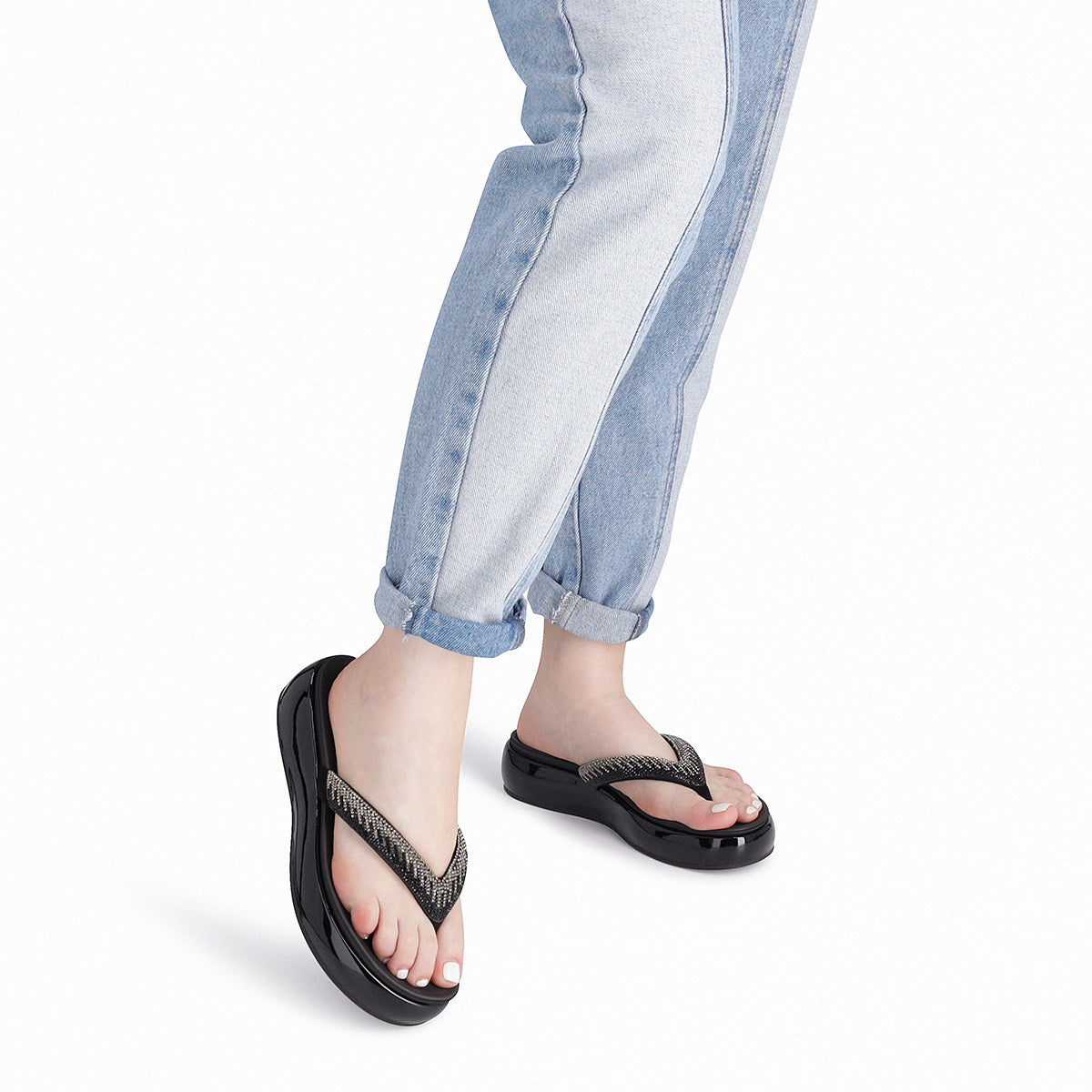 Sandalia Sol Strass Negro