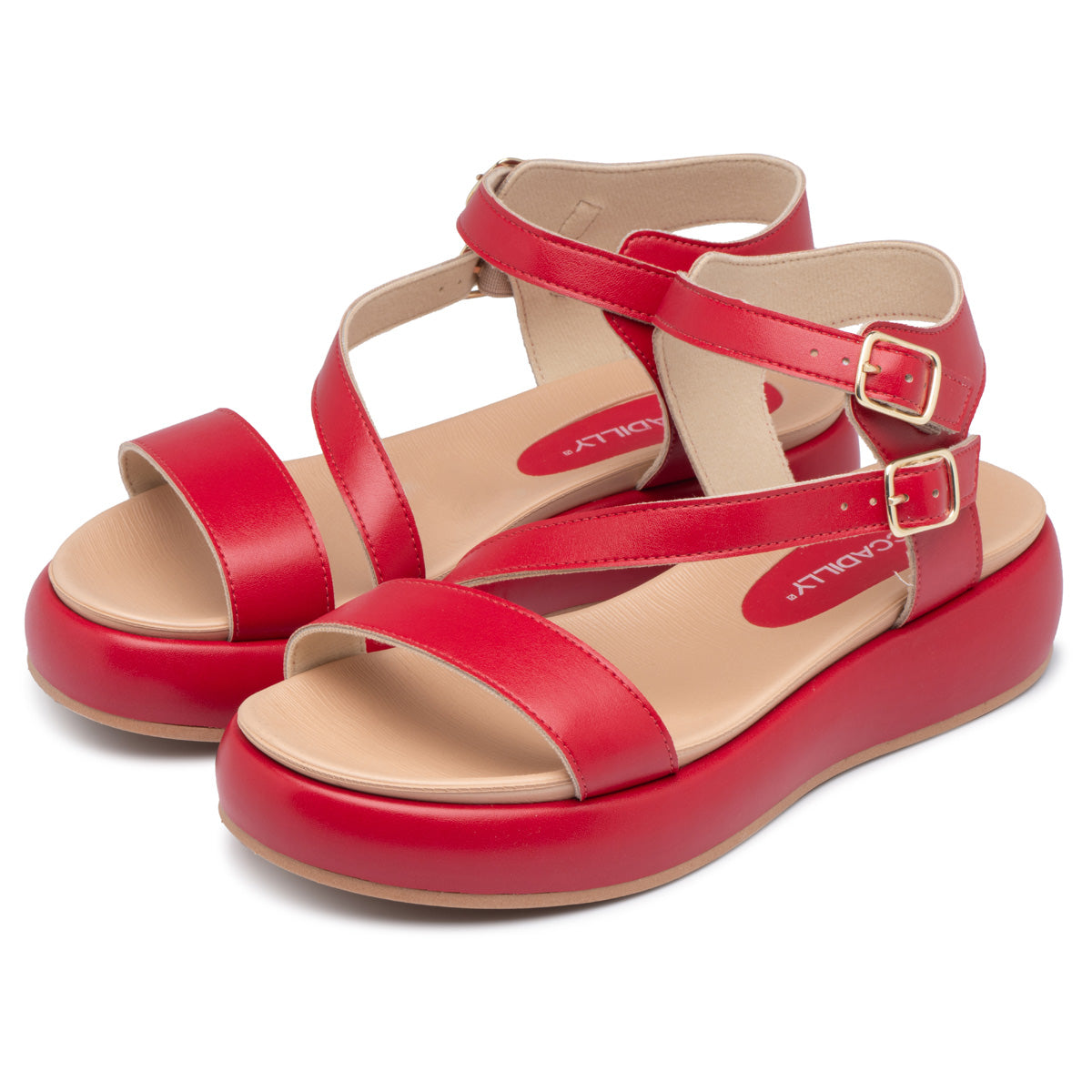 Sandalia Sol Anabela Rojo