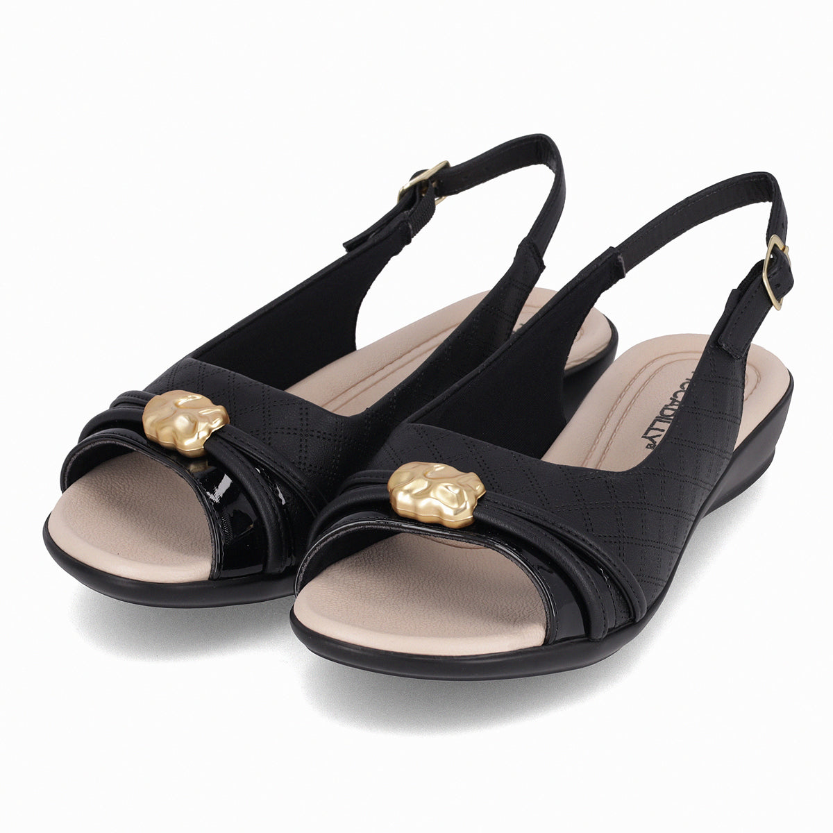 Sandalia Camila Negro/Dorado 125