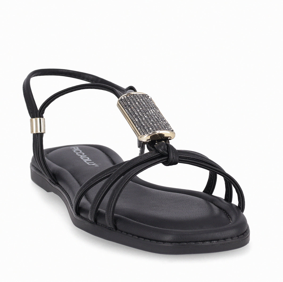 Sandalia Gabi Negro/Strass