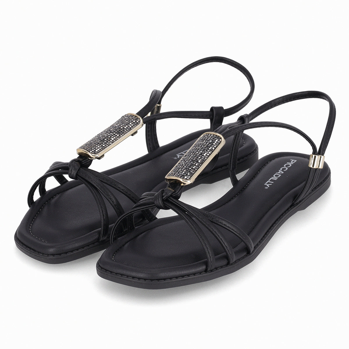 Sandalia Gabi Negro/Strass