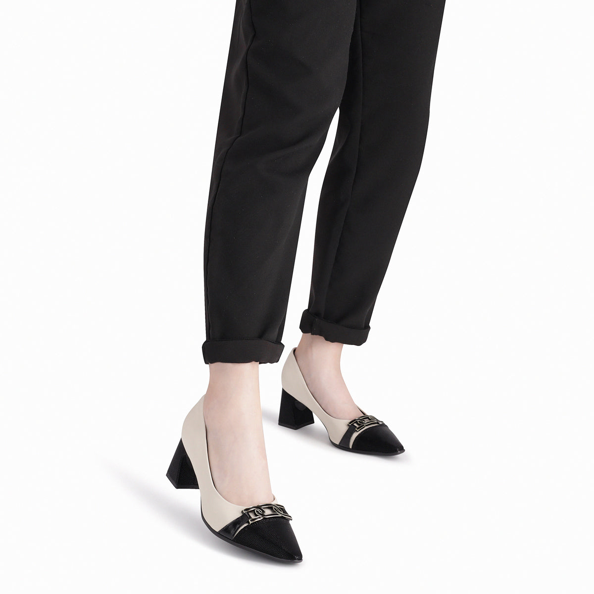 Zapato Irene Negro/Crema