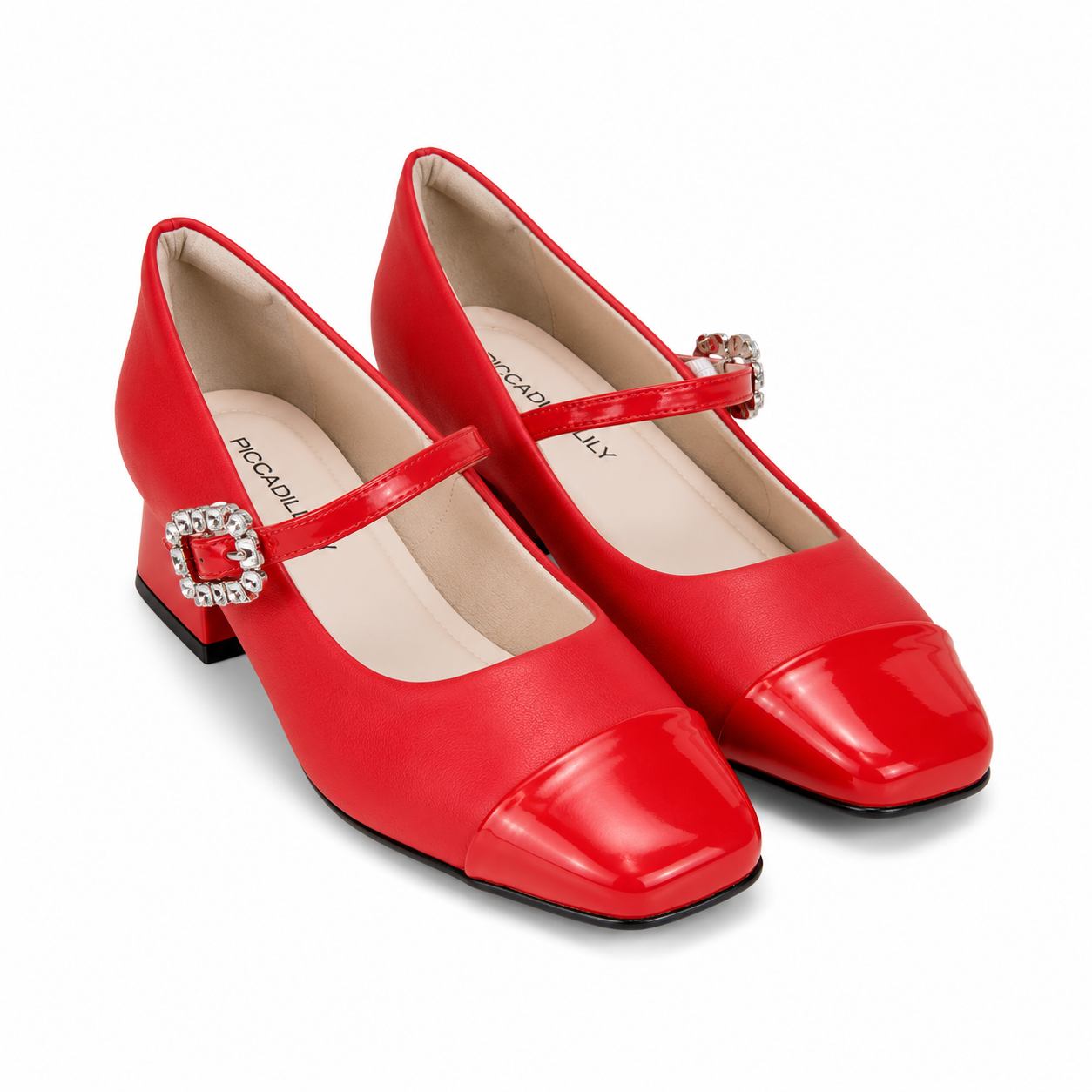 Zapato Mary Jane Tati Rojo/Strass