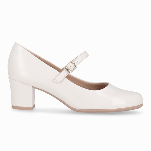 Zapato Mary Jane Mujer Crema /Charol