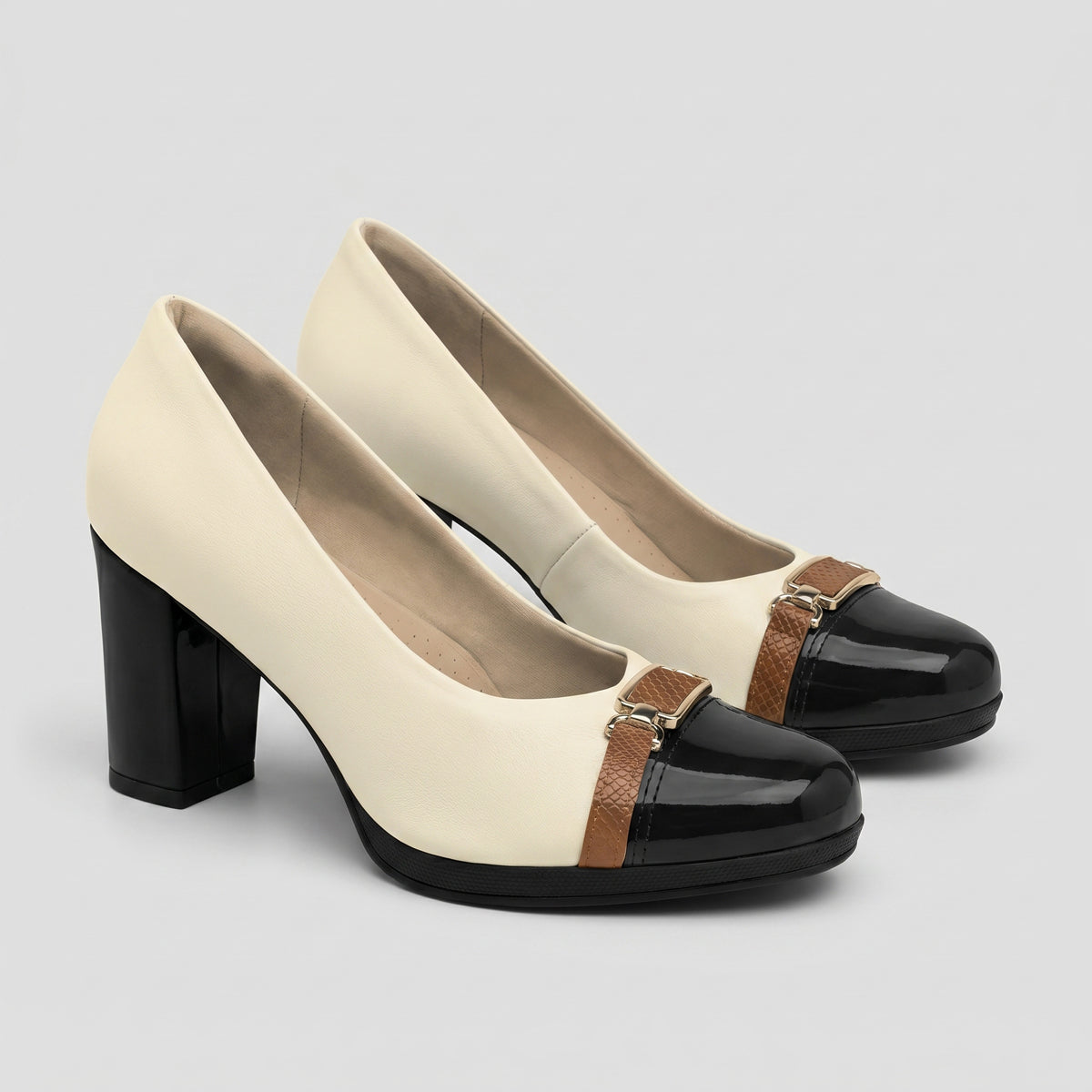 Zapato Deise Crema/Negro