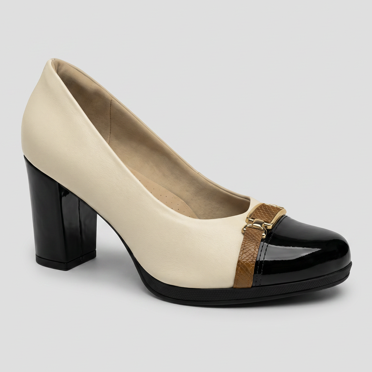 Zapato Deise Crema/Negro