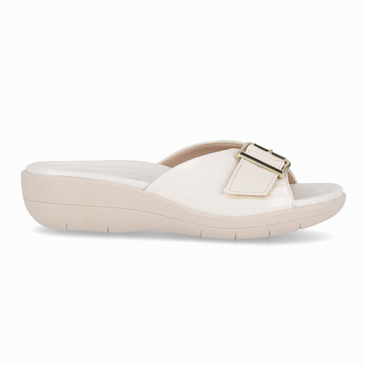 Sandalia Fascitis Anabela Crema/Dorado 16