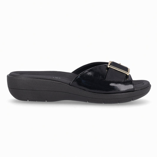 Sandalia Fascitis Anabela Negro/Charol 16