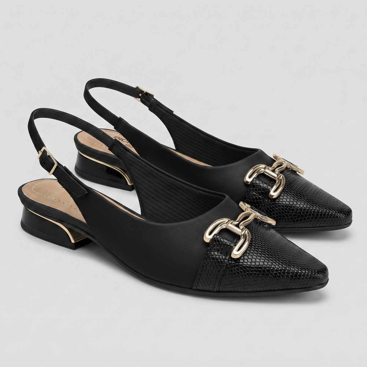 Zapato Silvia 04 Negro/Dorado