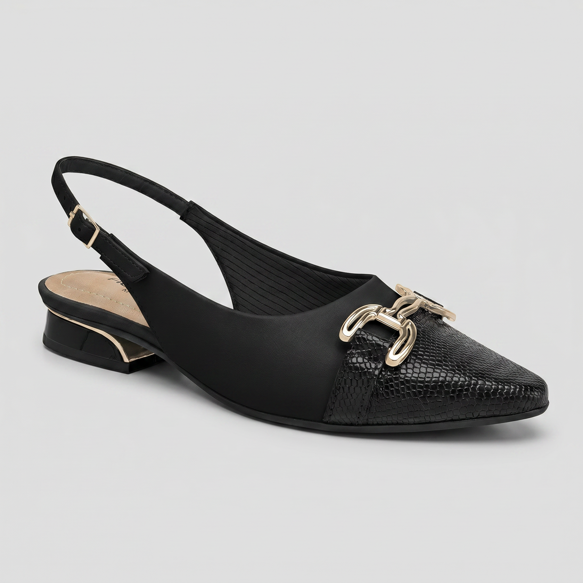 Zapato Silvia 04 Negro/Dorado