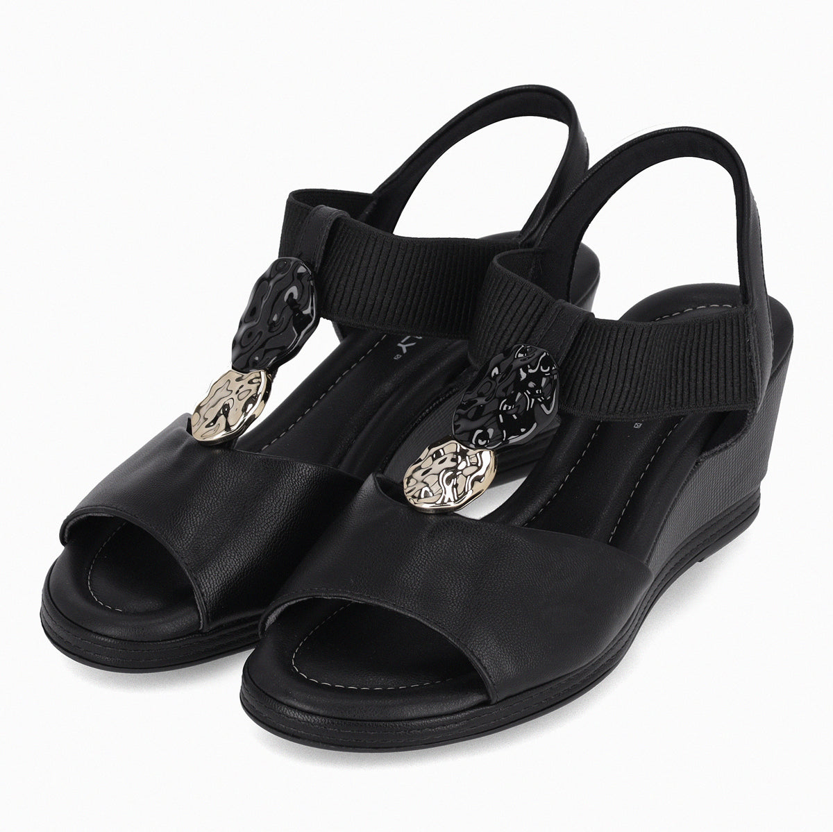 Sandalia Alice Negro/Dorado