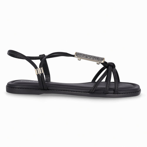 Sandalia Gabi Negro/Strass