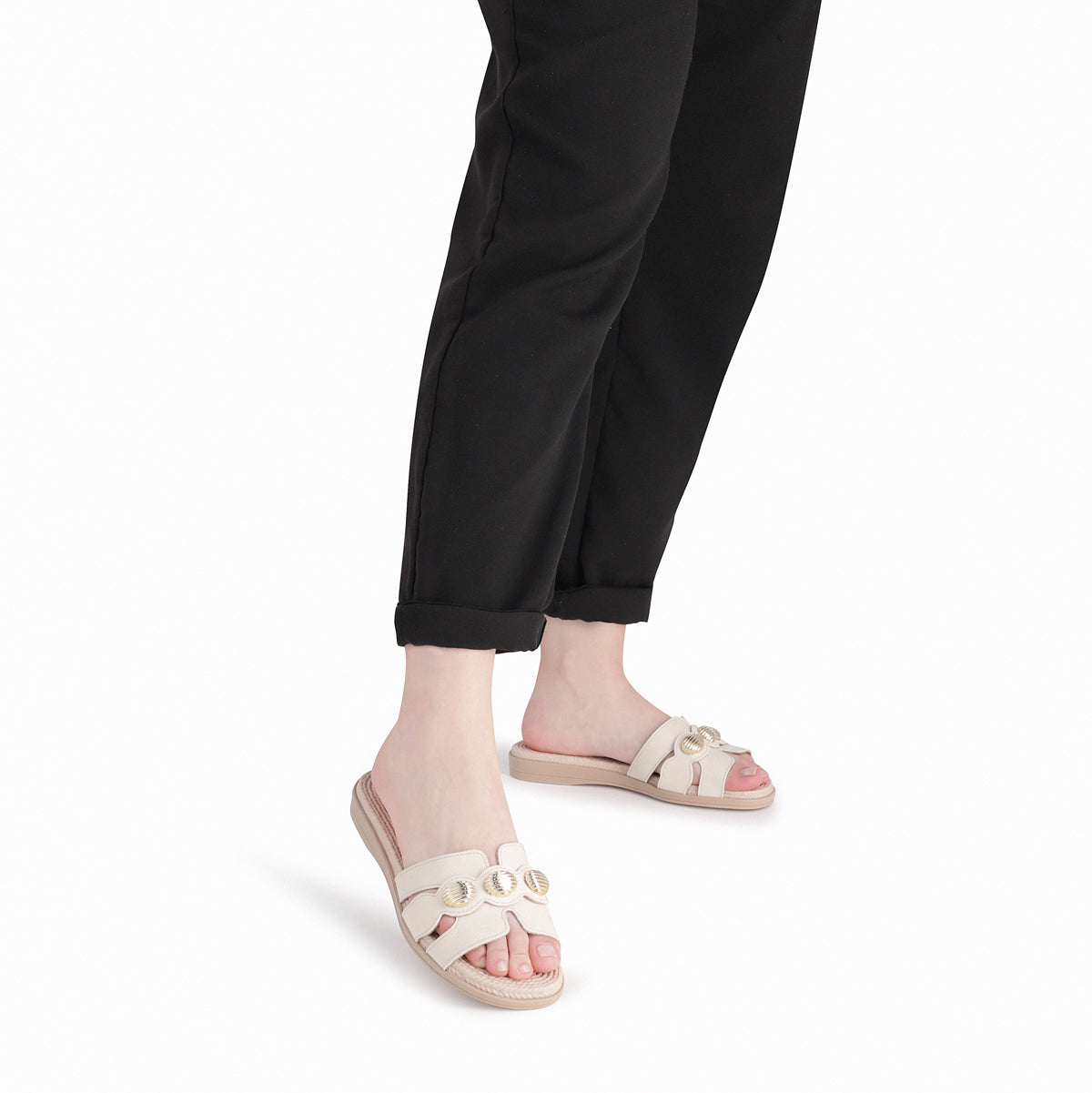 Sandalia Adla 176 Crema/Dorado