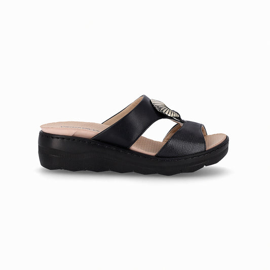 Sandalia SPA Anabela/Hebilla  Negro