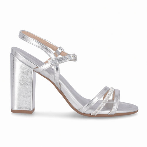 Sandalia Rafa Plateado/Strass