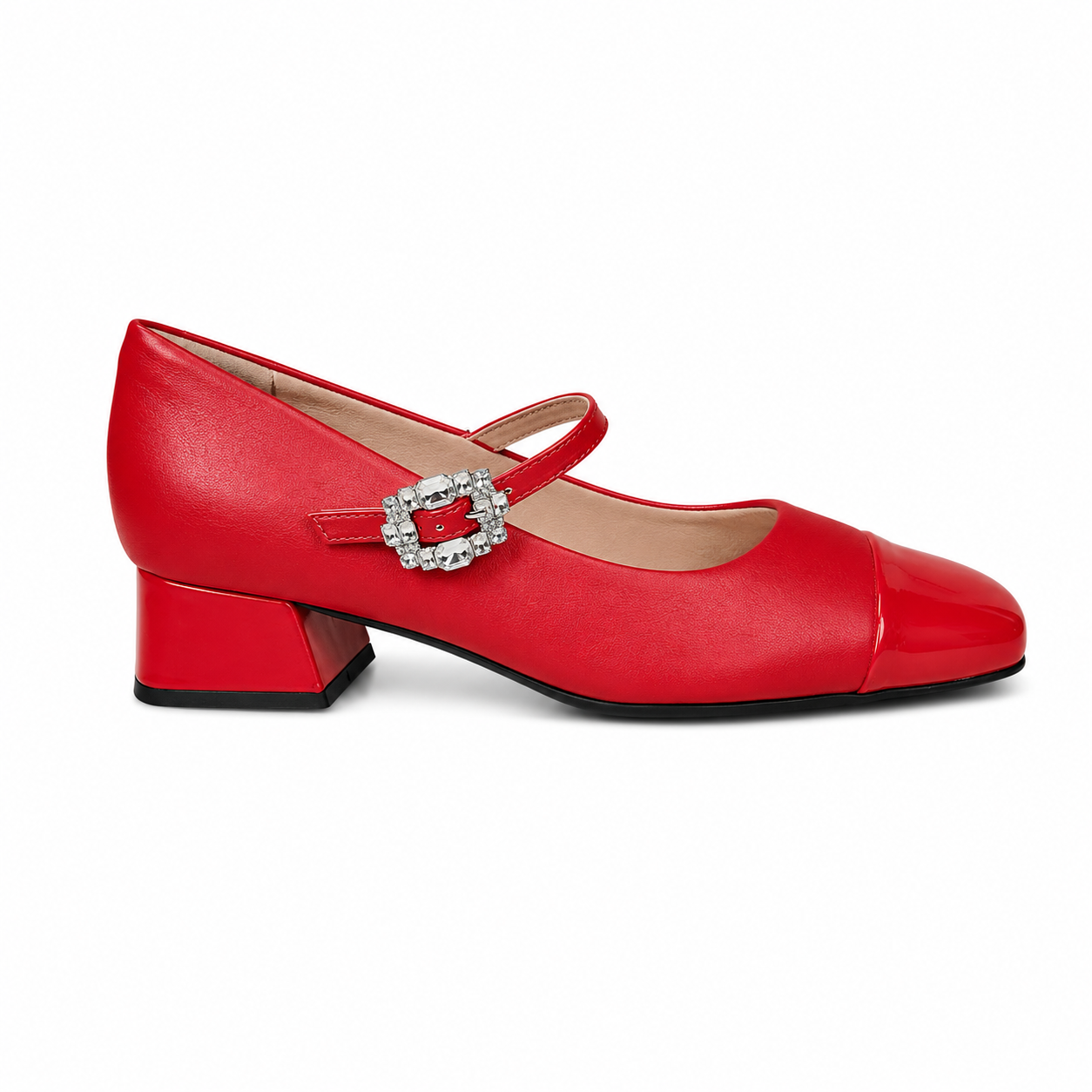 Zapato Mary Jane Tati Rojo/Strass